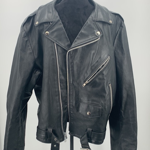 Niki Leather Jacket size XL Black Motorcycle jacket vintage - Picture 2 of 15
